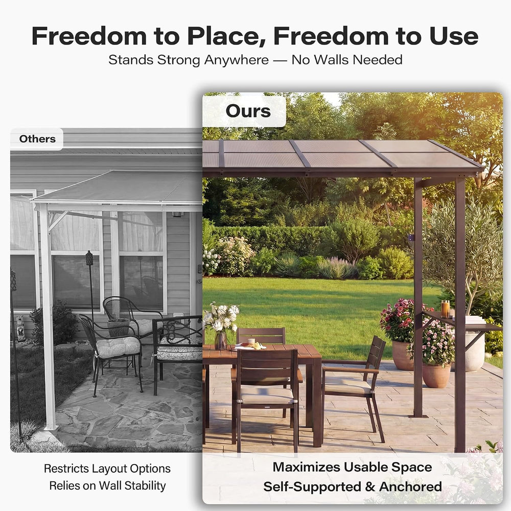 LAUSAINT HOME 12x6 ft Hardtop Grill Gazebo, Outdoor Sloping PC Roof BBQ Patio...