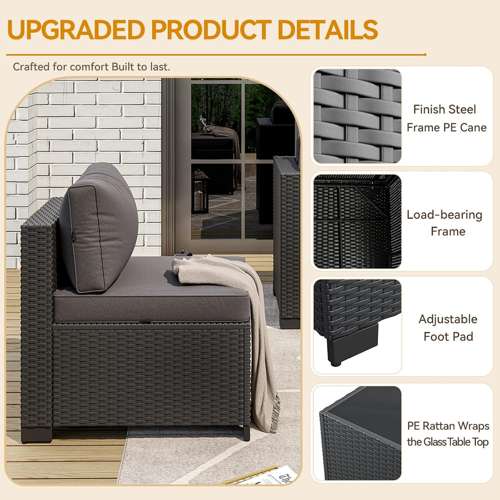 Aoxun 7-Piece Outdoor Furniture, Patio Furniture Sets with Thick Cushions, Wi...