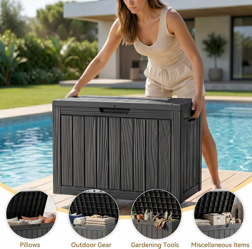 50 Gallon Outdoor & Indoor Deck Storage Box, Waterproof Lockable Patio St...
