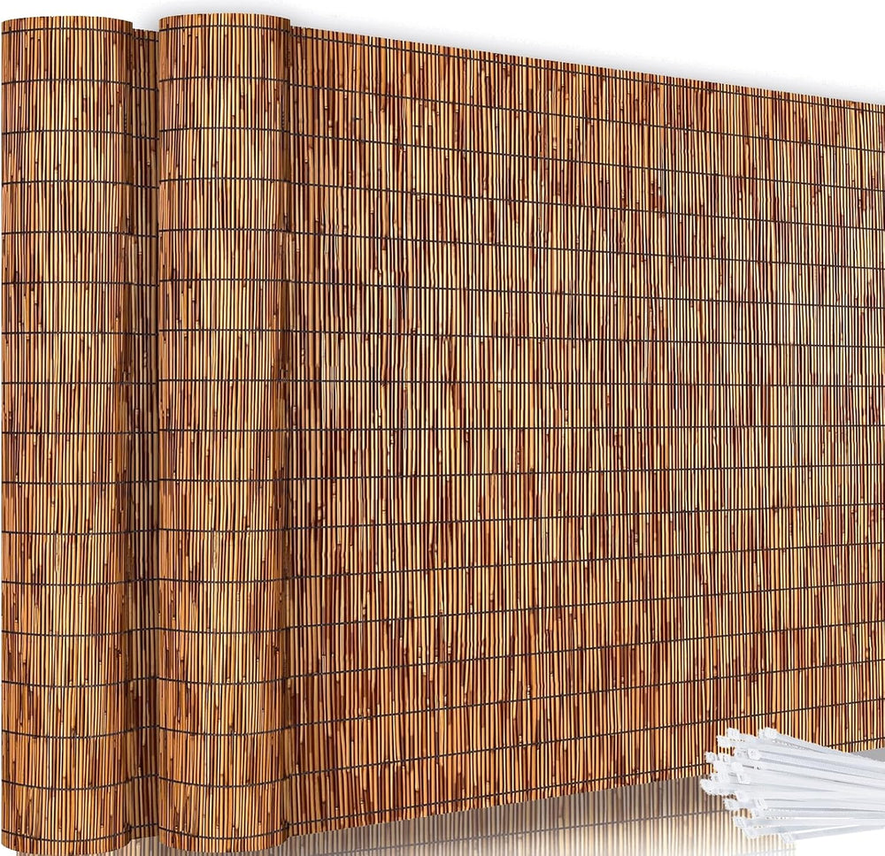 KOIUEYW Bamboo Reed Fencing, Light Russet Bamboo Fence Rolls 4 Feet High, Dec...