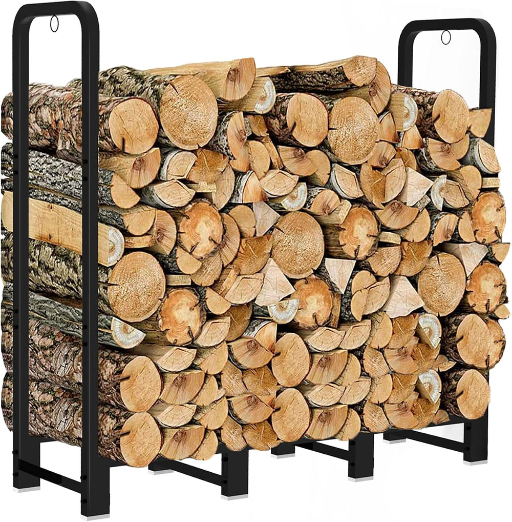 Firewood Rack Stand 4ft Heavy Duty Logs Holder for Outdoor Indoor Fireplace M...