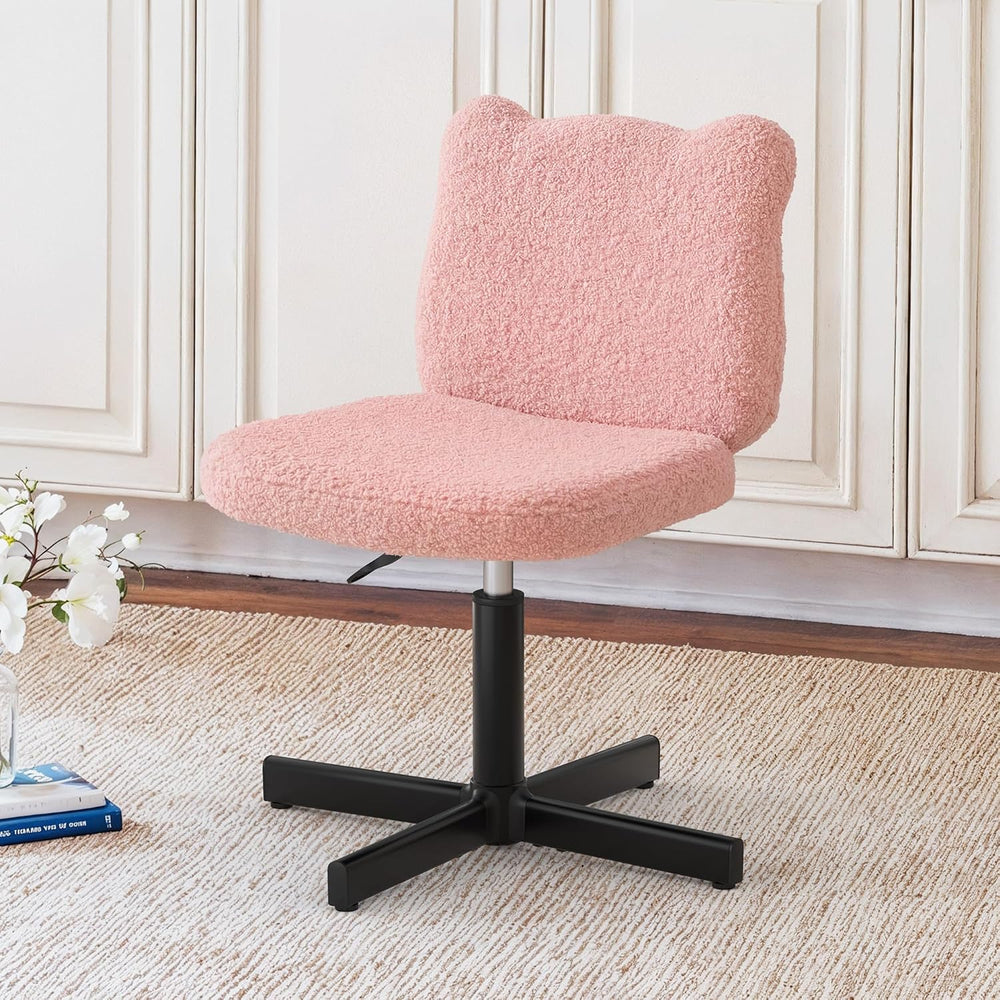 LUE BONA Cute Bear Ear Vanity Chair for Teen Girls - Height Adjustable 13.8&q...