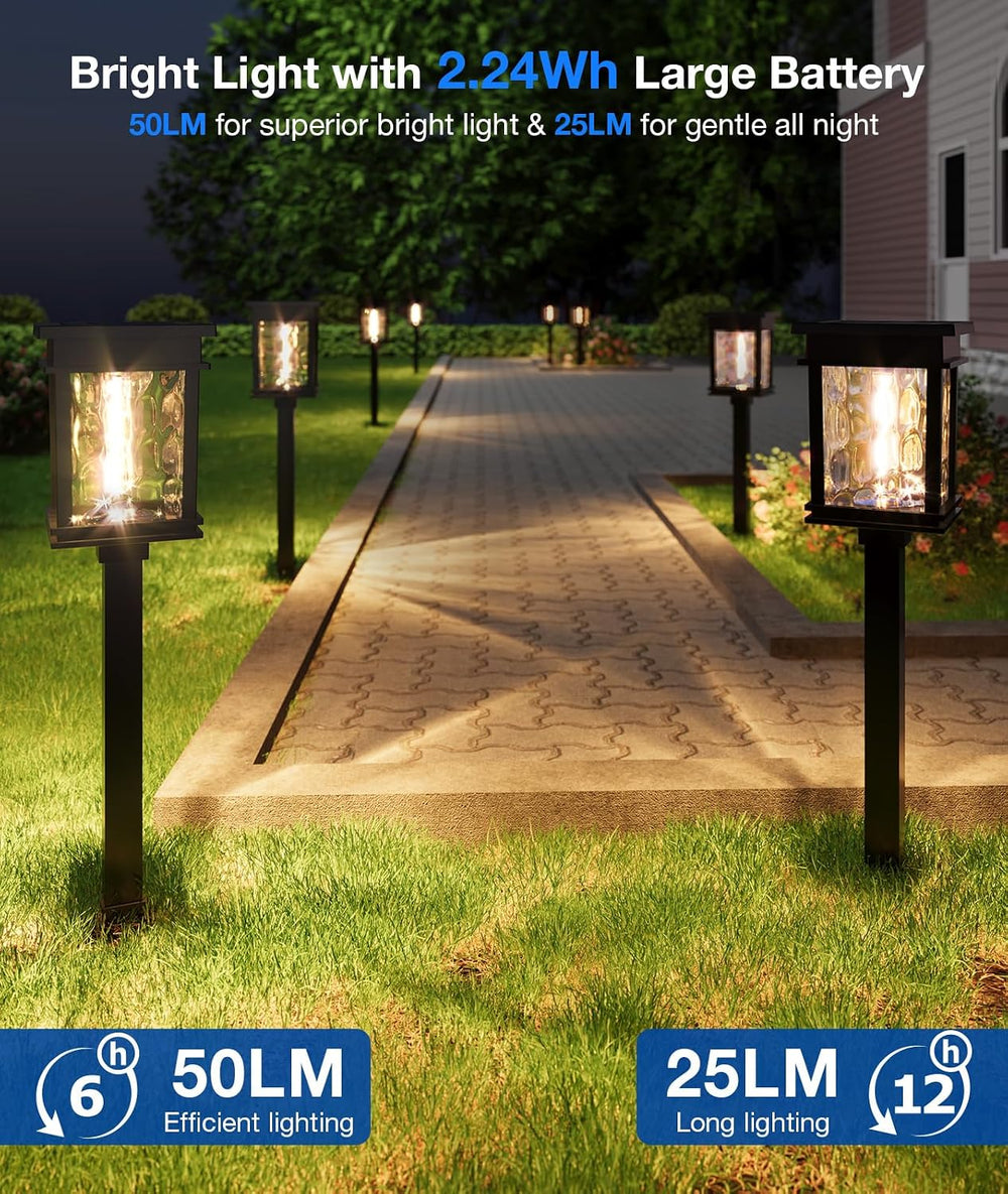 XMCOSY+ Solar Pathway Lights, 4 Pack 2-in-1 Landscape Lighting for Garden
