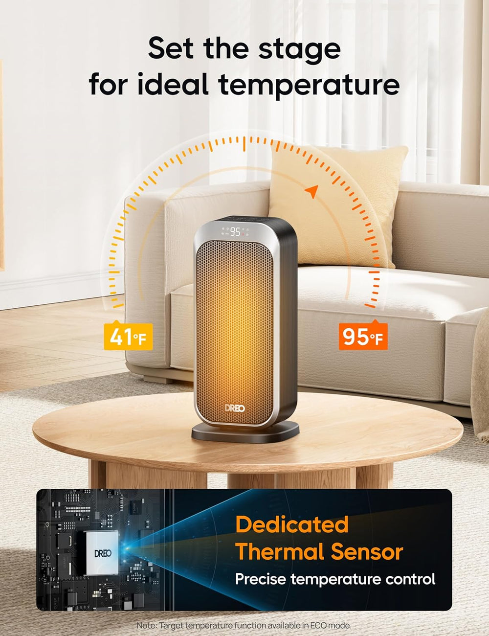 DREO Quiet Space Heater, 1500W Portable Heaters for Indoor Use with Remote