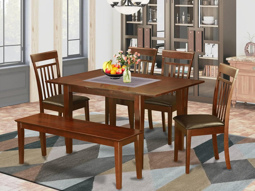 East West Furniture PSCA6C-MAH-LC 6 Piece Modern Dining Table Set Contains a ...