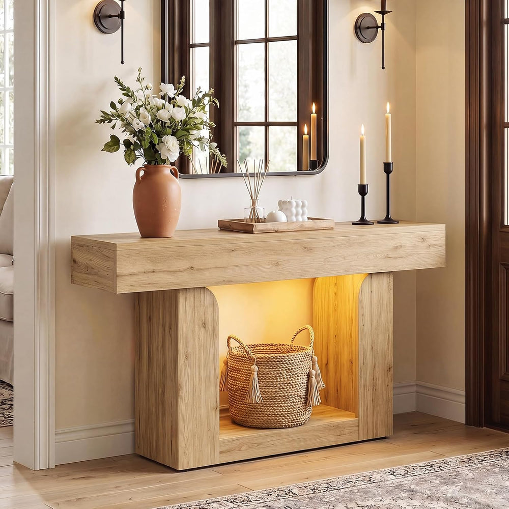 Homieasy Console Table, 47" Entryway Table with Charging Station