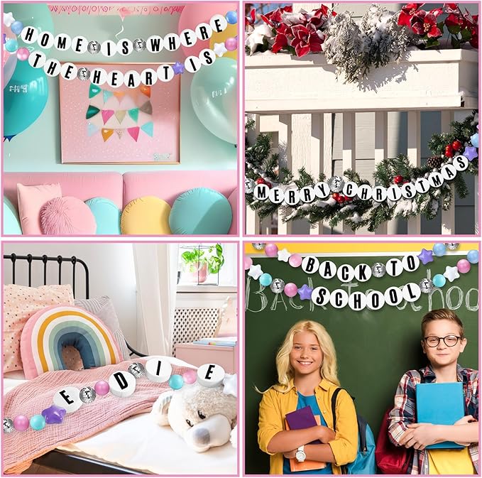 Giant Friendship Bracelet Garland Kit, DIY Birthday Banner with Letters Ball ...
