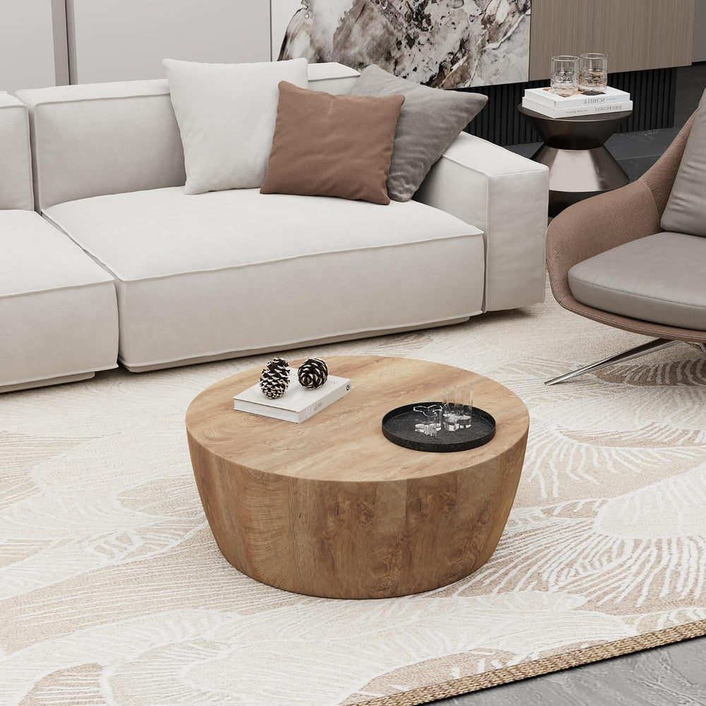 30" Round Coffee Table, Drum Coffee Tables for Living Room, Vintage Reve...