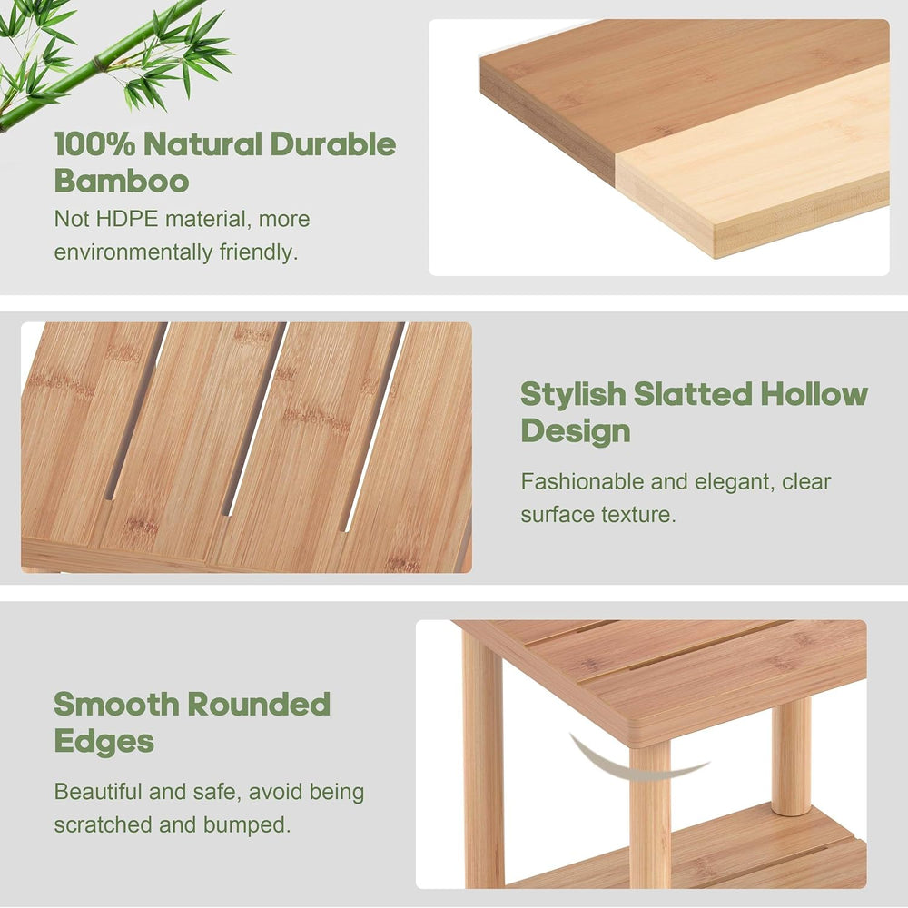 Outdoor Side Table with 2-Tier, Bamboo Small Patio Adirondack Tables