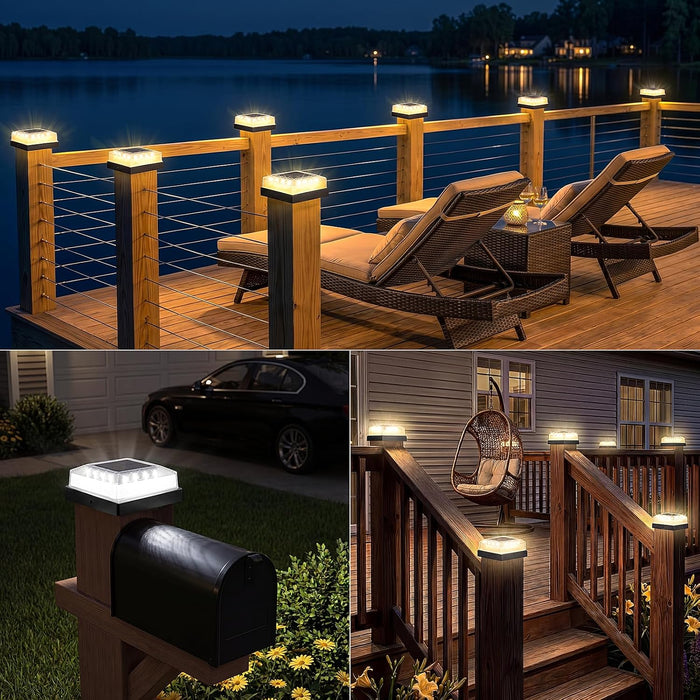 Brightever 3.5x3.5 4x4 Solar Post Cap Light Outdoor 12-Pack Black