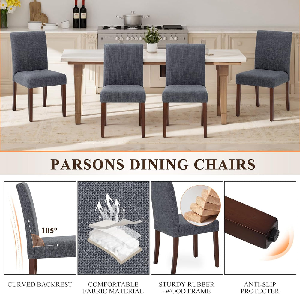 Upholstered Parsons Dining Chairs Set of 4, Modern Dining Room Chairs with Ba...