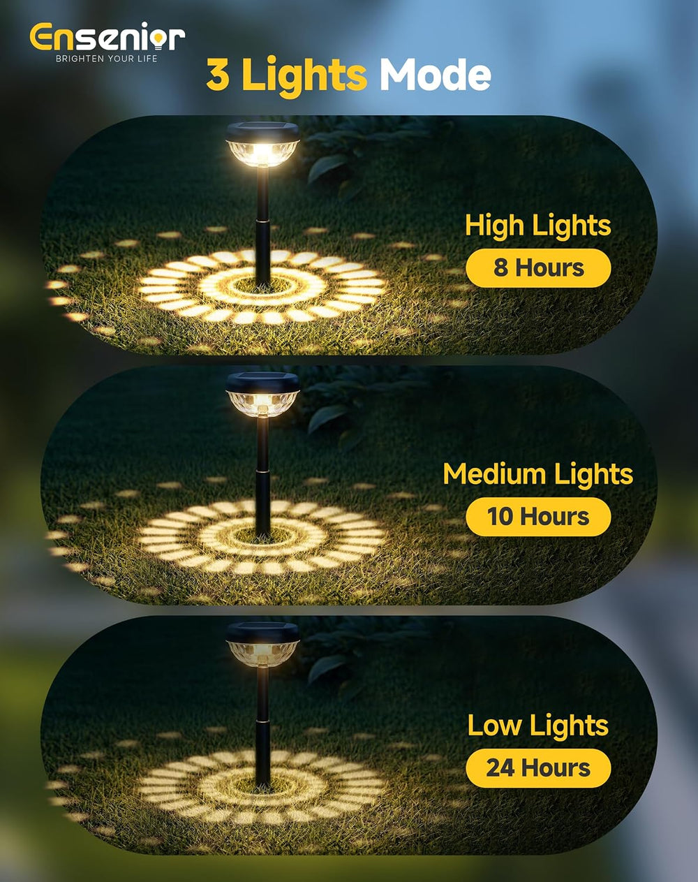 Ensenior Solar Lights Outdoor 8 Pack, Solar Pathway Lights Warm White