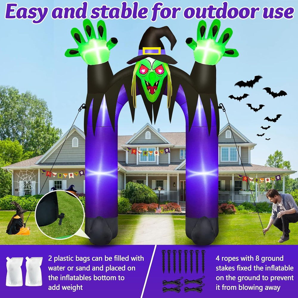 Danxilu 10FT Tall Halloween Inflatables Witch Archway Outdoor Decorations