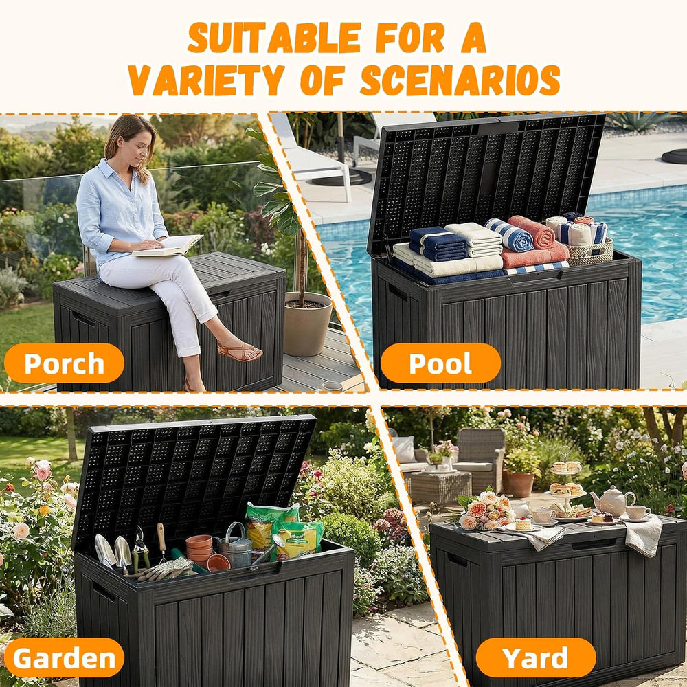 EasyUp 60 Gal Outdoor Storage Box Waterproof Lockable Resin Deck Box