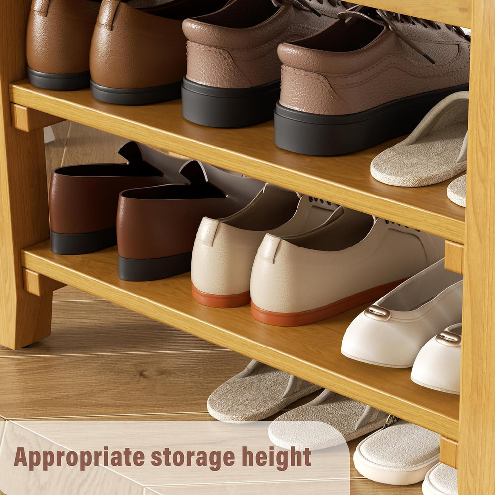 Shoe Rack Bench Mid Century Modern 2-Tier Shoe Rack Organizer for Entryway Ha...