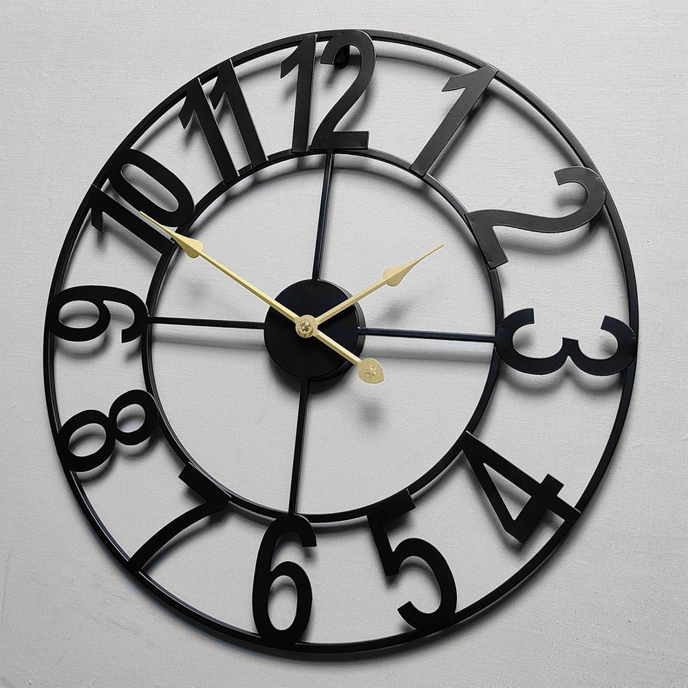 Large Outdoor Clock, Silent Non-Ticking Battery Operated Outdoor Wall Clock, ...
