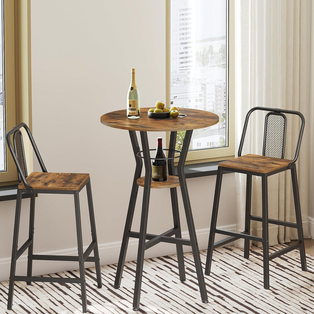 YATINEY Bar Table, 2-Tier Round High Top Table, Pub Table, Home Bar Counter H...