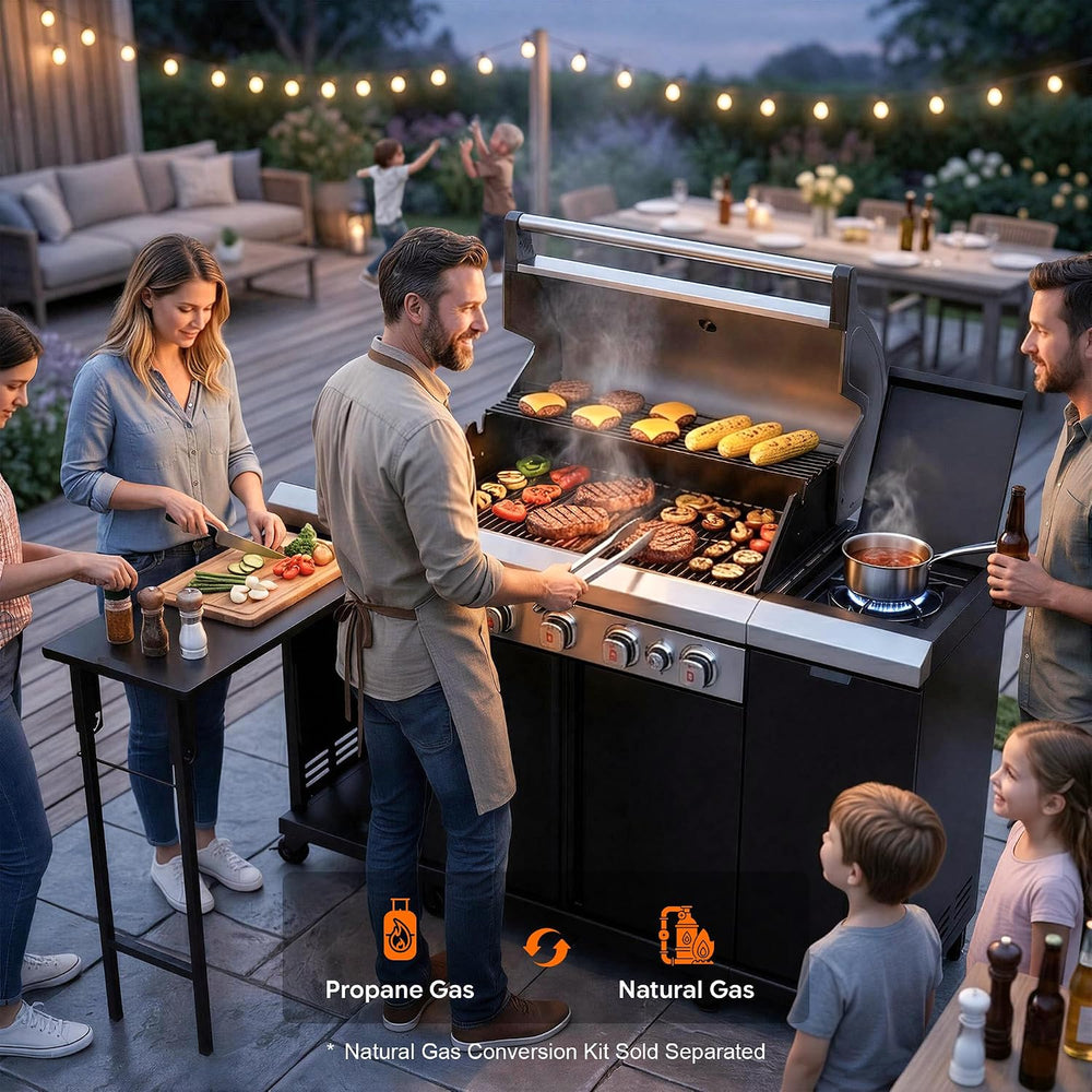 Brand-Man Propane Gas Grill Island Outdoor Kitchen & Storage Cabinets