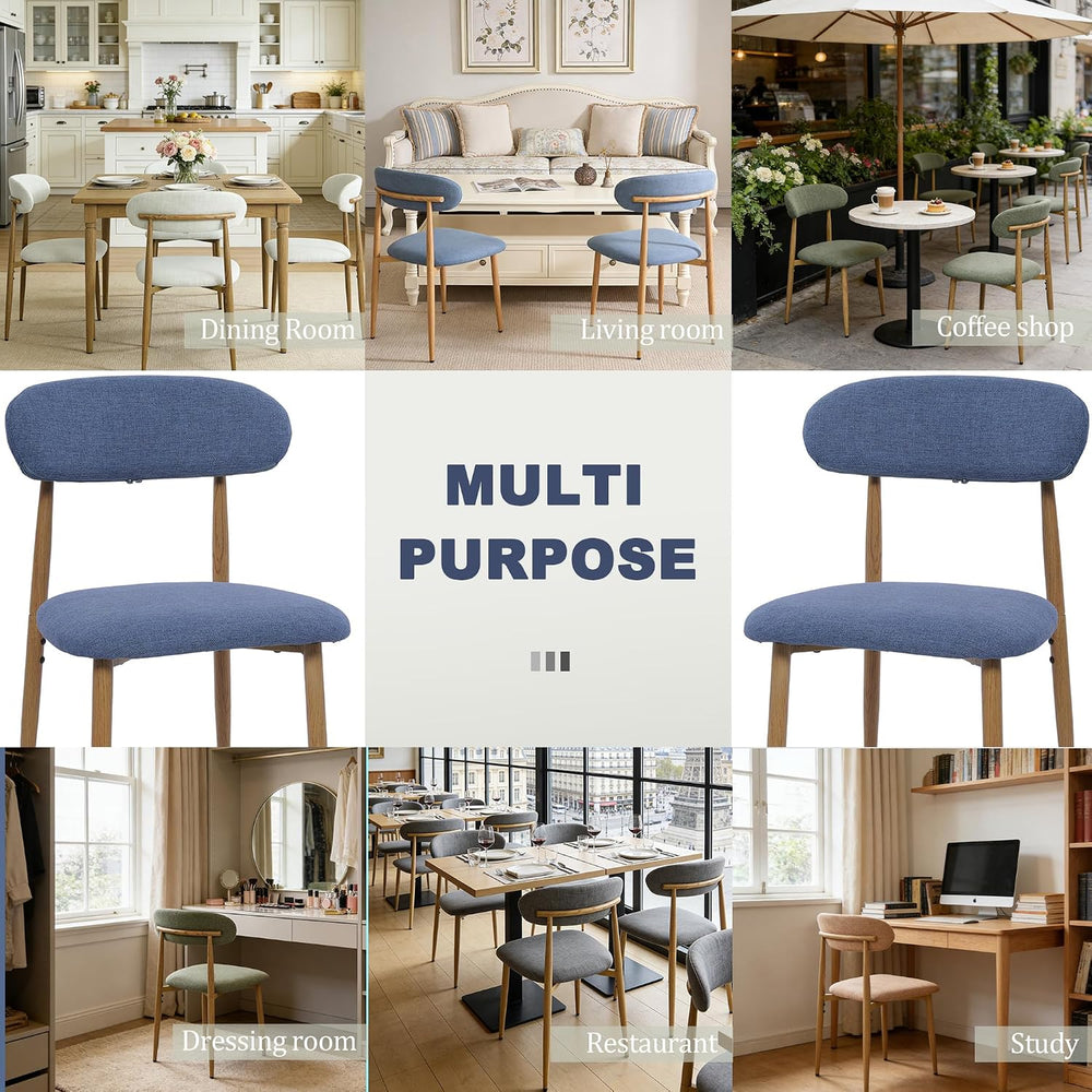 FREKEN Modern Upholstered Dining Chairs Set of 4, Mid-Century Metal Frame wit...