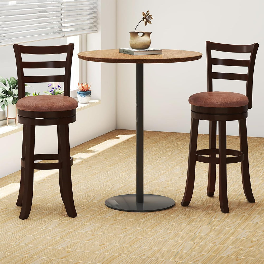 GIANTEX Swivel Bar Stools Set of 2, 30" Upholstered Counter Height Bar C...