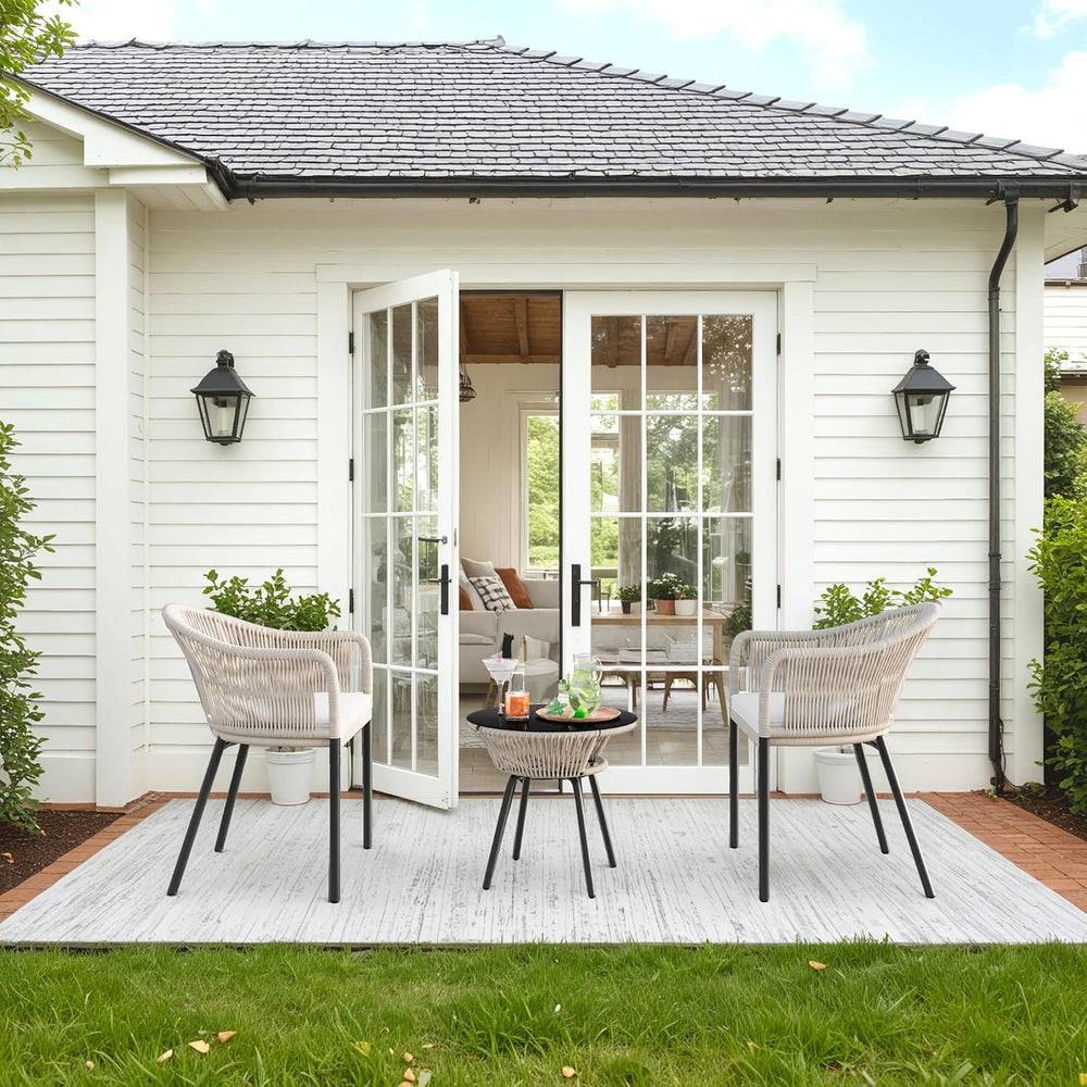 Devoko Patio Furniture Set 3 Pieces Rope Woven Bistro Set Outdoor Conversatio...