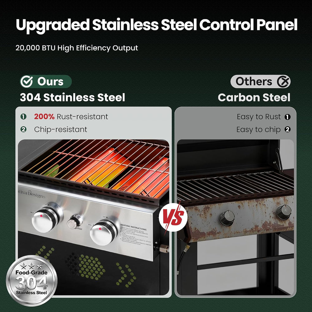 2 in 1 Griddle Grill Combo Small Propane Grill for Outdoor BBQ