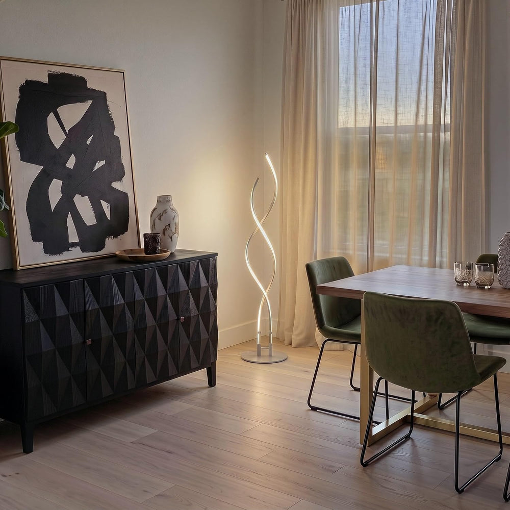 Brightech Embrace Dimmable LED Floor Lamp – Modern Spiral Adjustable Standing...