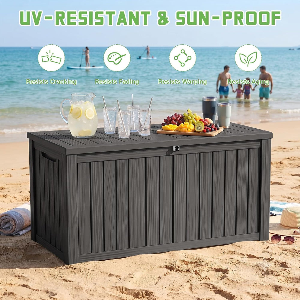 PatioZen 200 Gallon Deck Box Lockable Waterproof UV Resistant Black