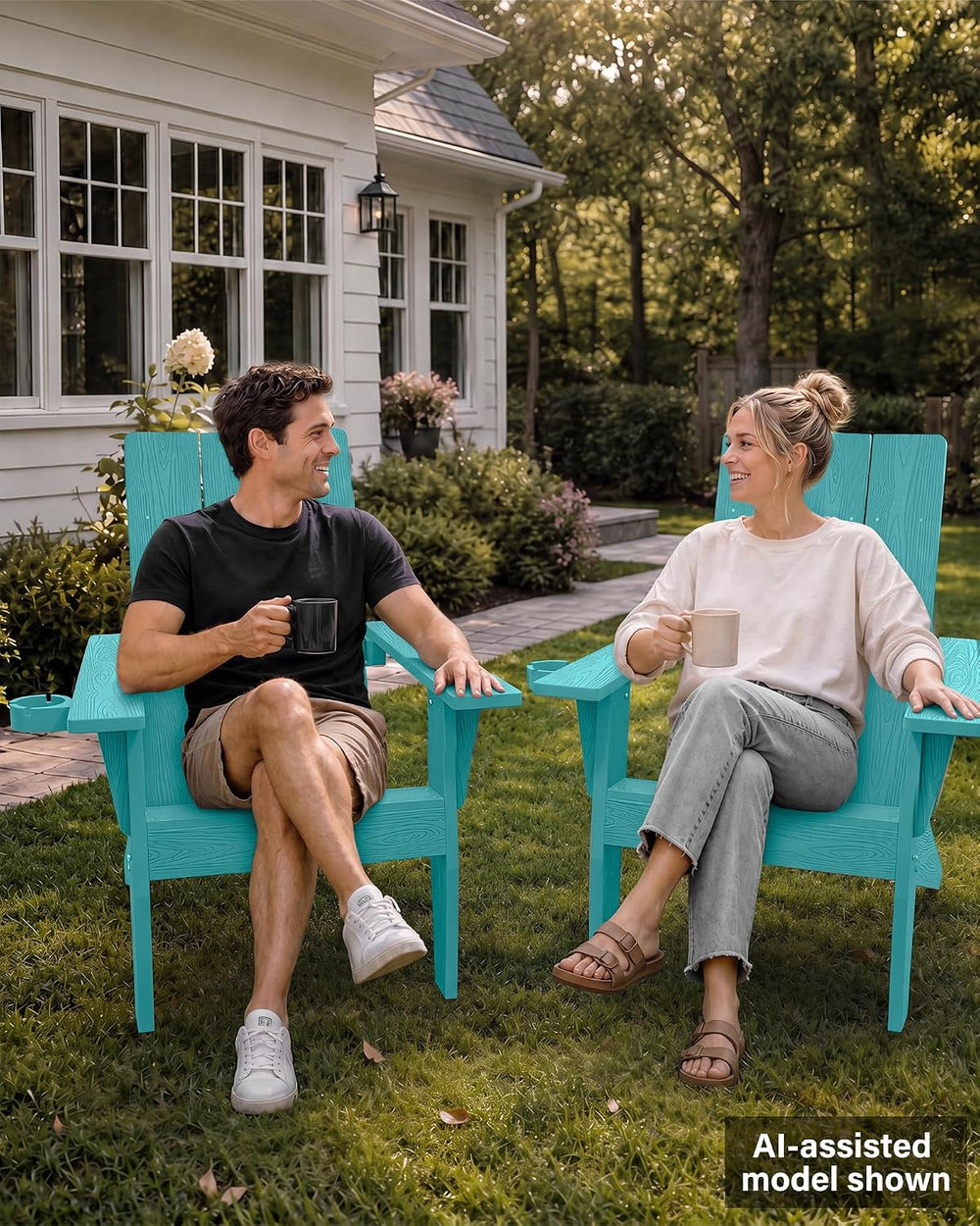 MXIMU Modern Oversized Adirondack Chair, 450lb Load-Bearing Outdoor Chair