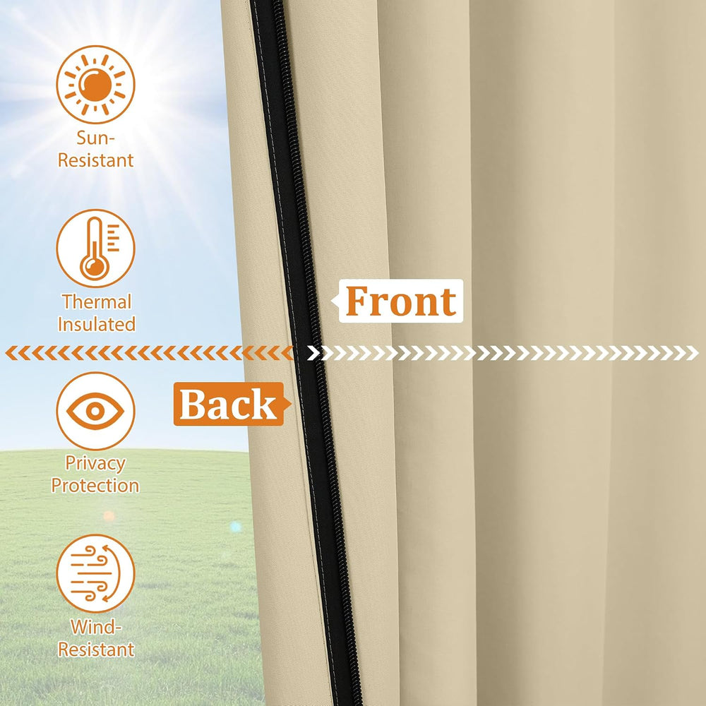 Arfntevss Outdoor Curtains for Patio Waterproof 2 Panels Blackout Curtains 84...