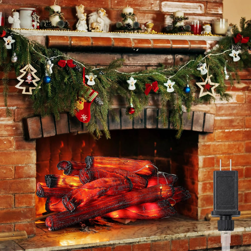 Tuanse 10 Pcs 8.7 in, 16 in Christmas Fireplace Logs Flameless Fake Logs