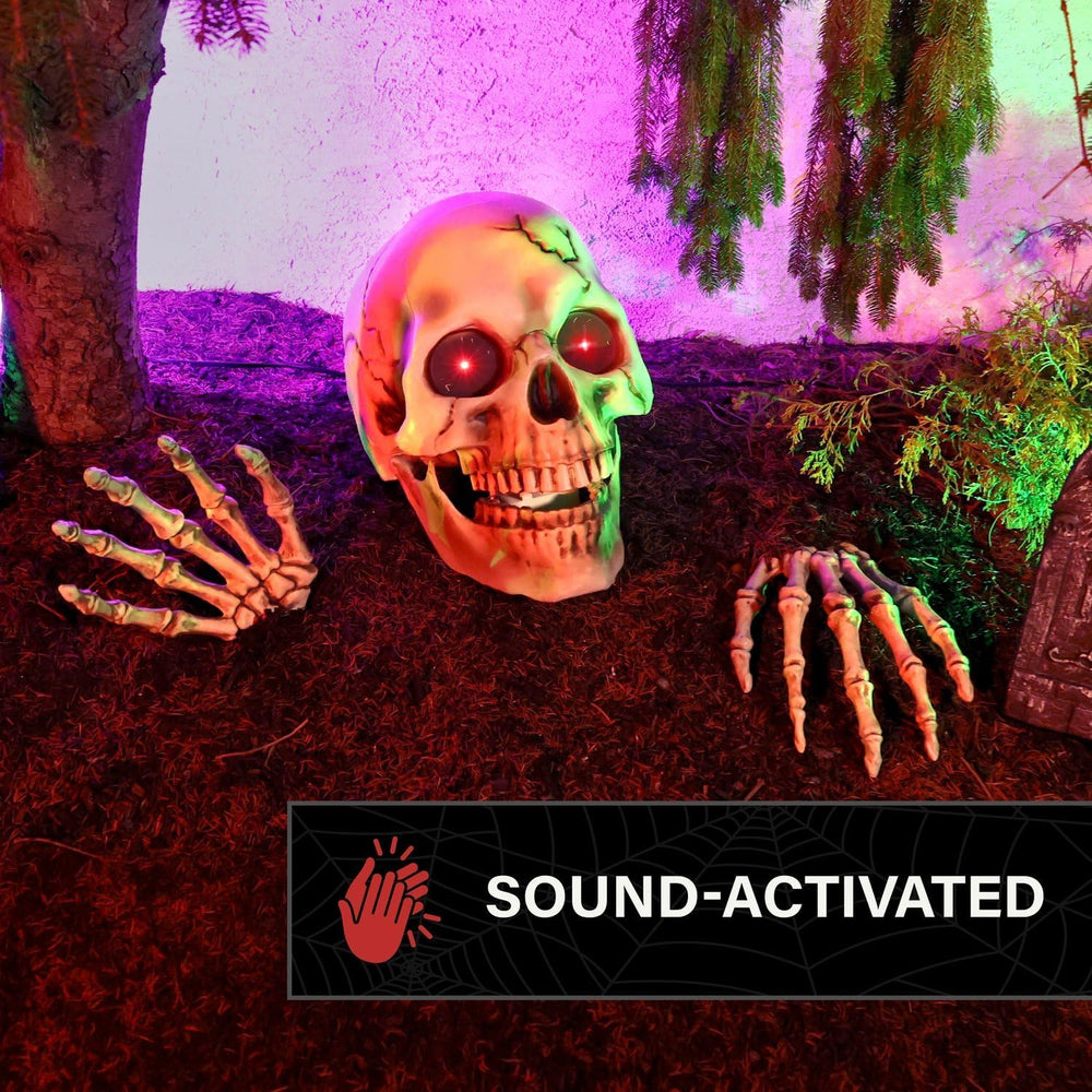 Haunted Hill Farm 1.3-Ft. Giant Talking Skeleton with Hands Halloween Decor