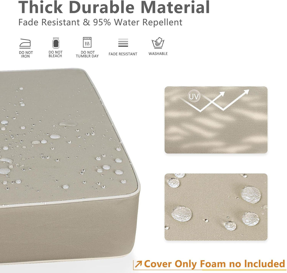 Porch Shield Patio Seat Cushion Covers 4 Packs, 20"x18"x4", Beige