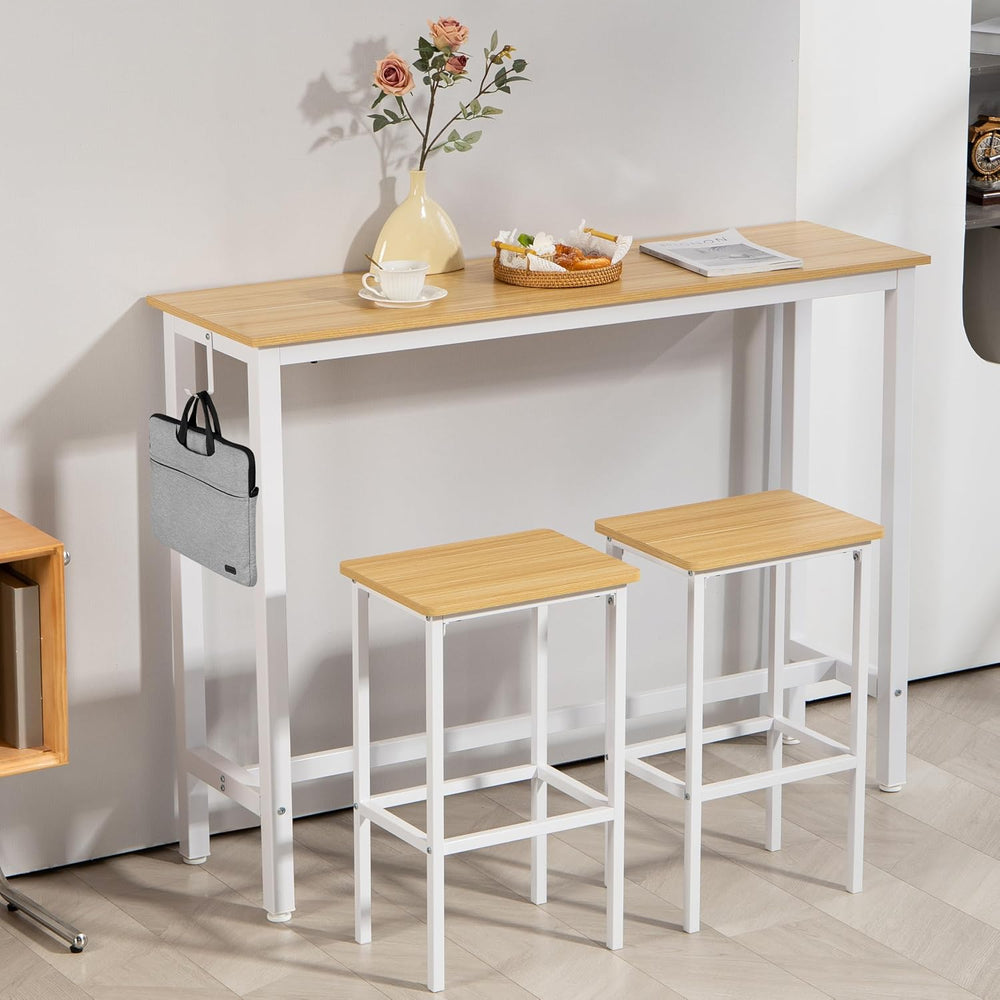 Finnhomy 52.7" Industrial Bar Table Set with 2 Stools - Counter Height D...