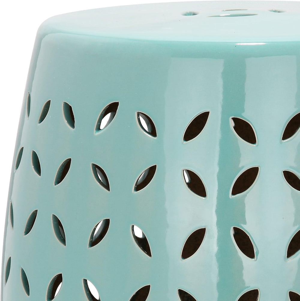 Safavieh Lattice Petal Ceramic Decorative Garden Stool, Robin's Egg Blue