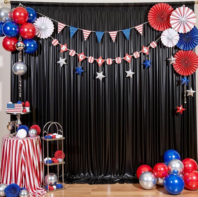 10ftx10ft Black Sequin Backdrop Curtain for Parties, Wrinkle Free Thick Glitt...