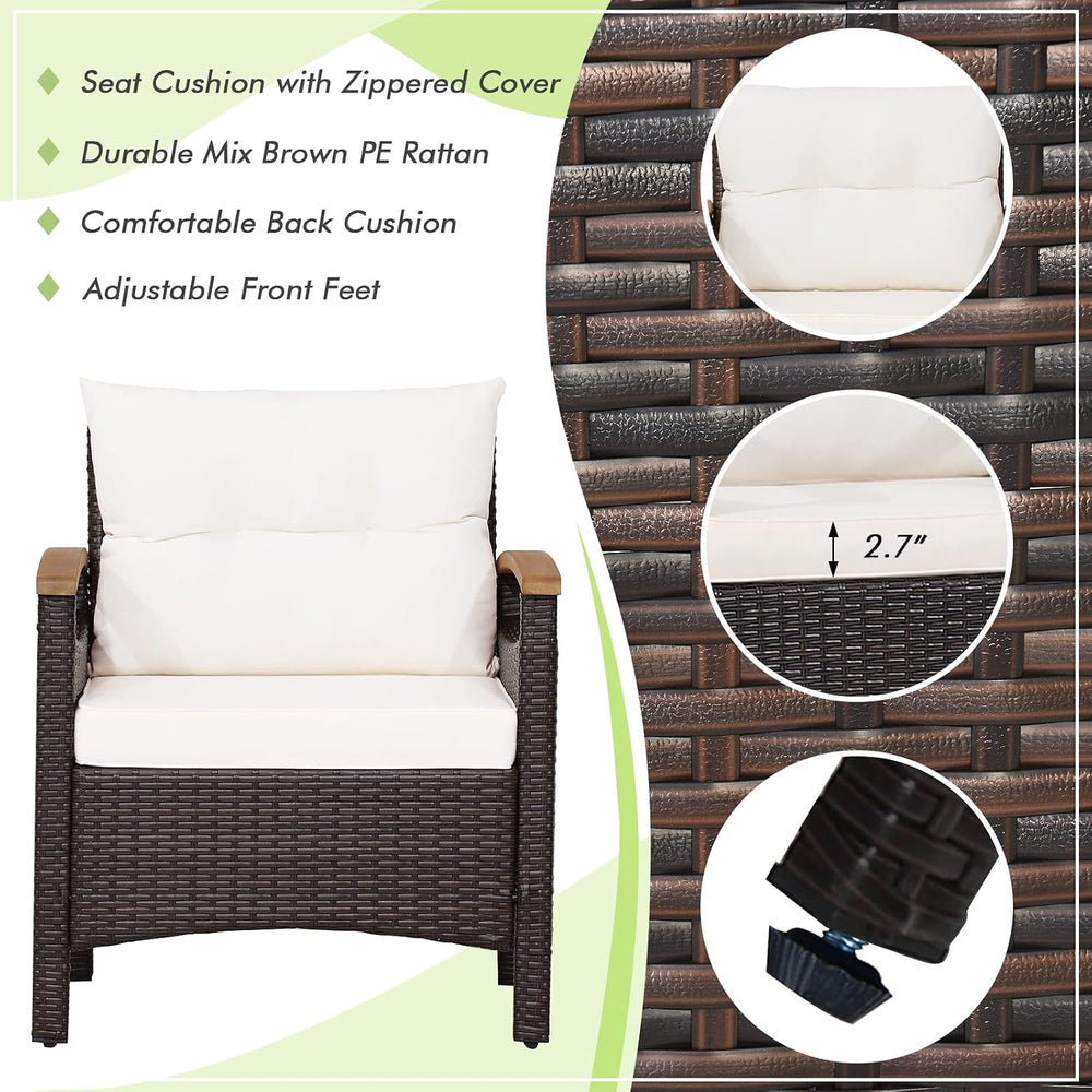 Tangkula 3-Piece Patio Furniture Set, Patiojoy Outdoor Rattan Sofa Set with C...
