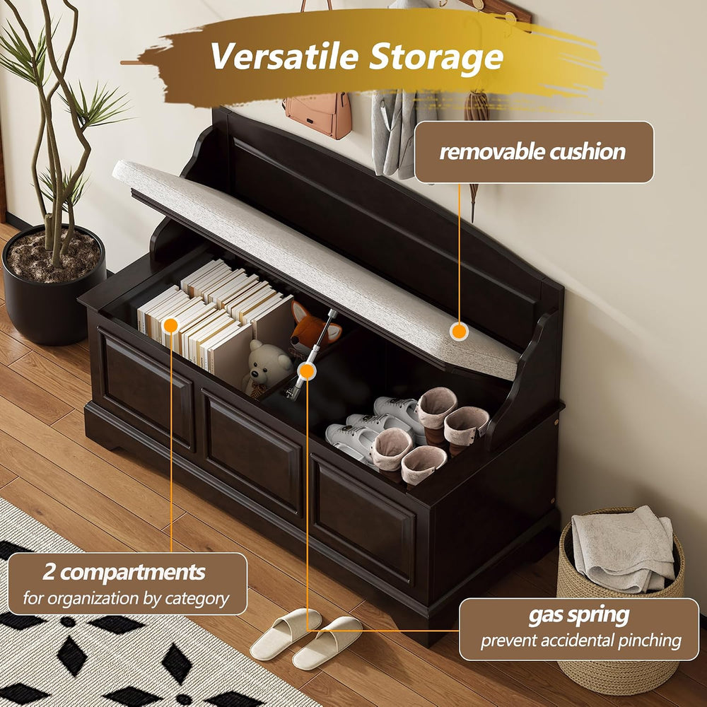 LUMISOL Shoe Storage Bench with Seating, 41.7” Farmhouse Entryway Bench with ...