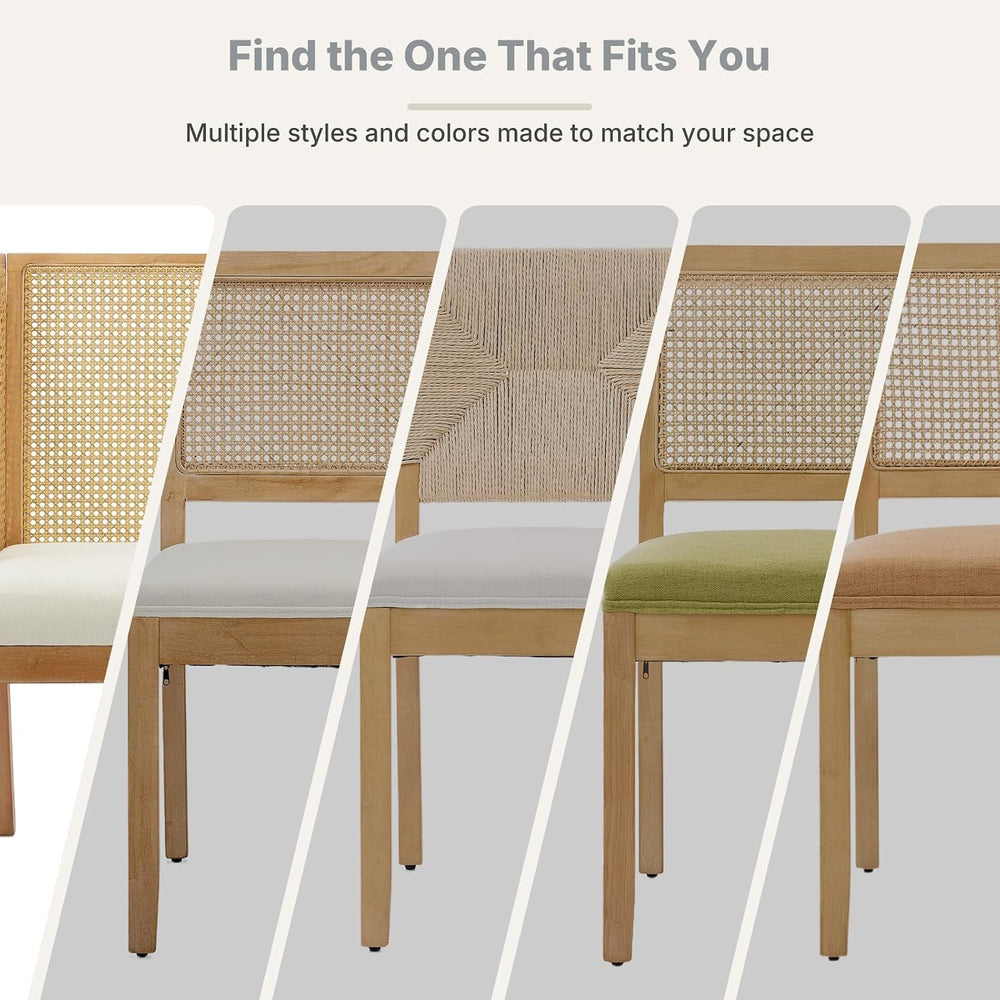 Mid Century Modern Dining Chairs Set of 6, Rattan Dinning Chair with a Square...