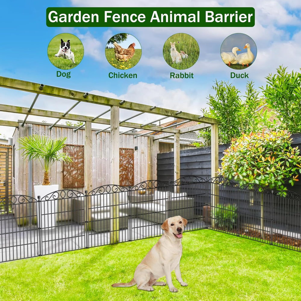 12 Panel No Dig Decorative Garden Fence 30" H x 22.72'L for Dogs Out...