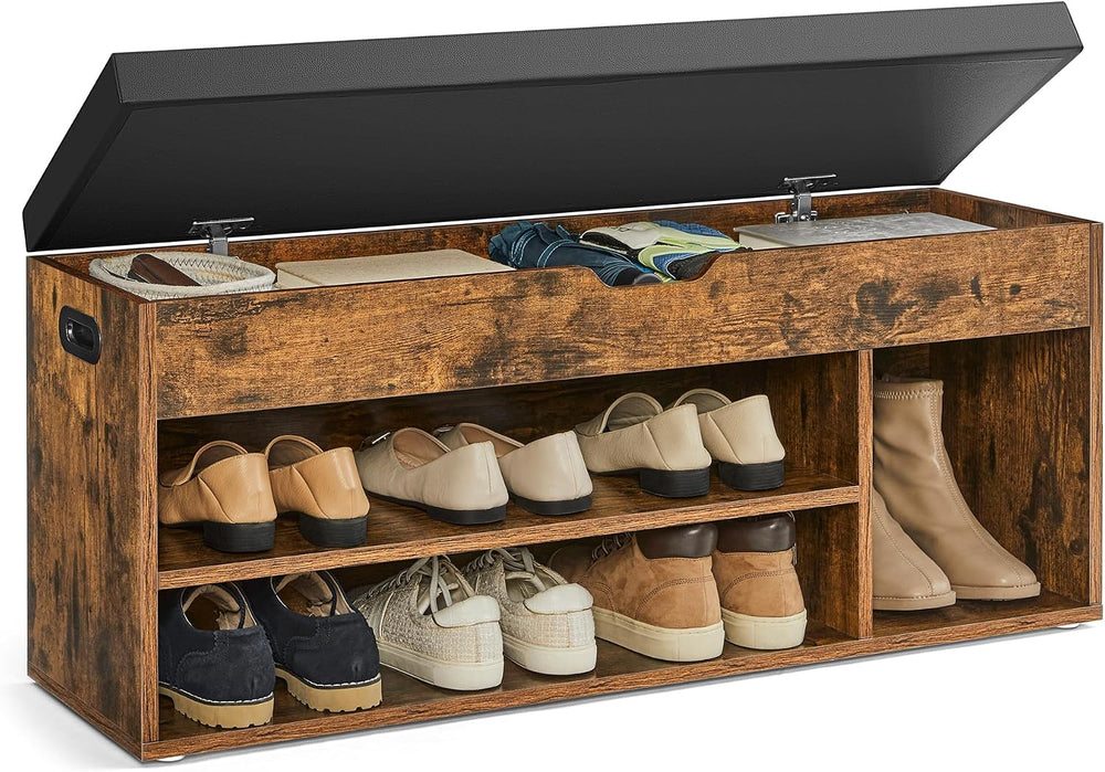 VASAGLE Storage Bench with Cushion, Shoe Bench, 11.8 x 39.4 x 17.3 Inches