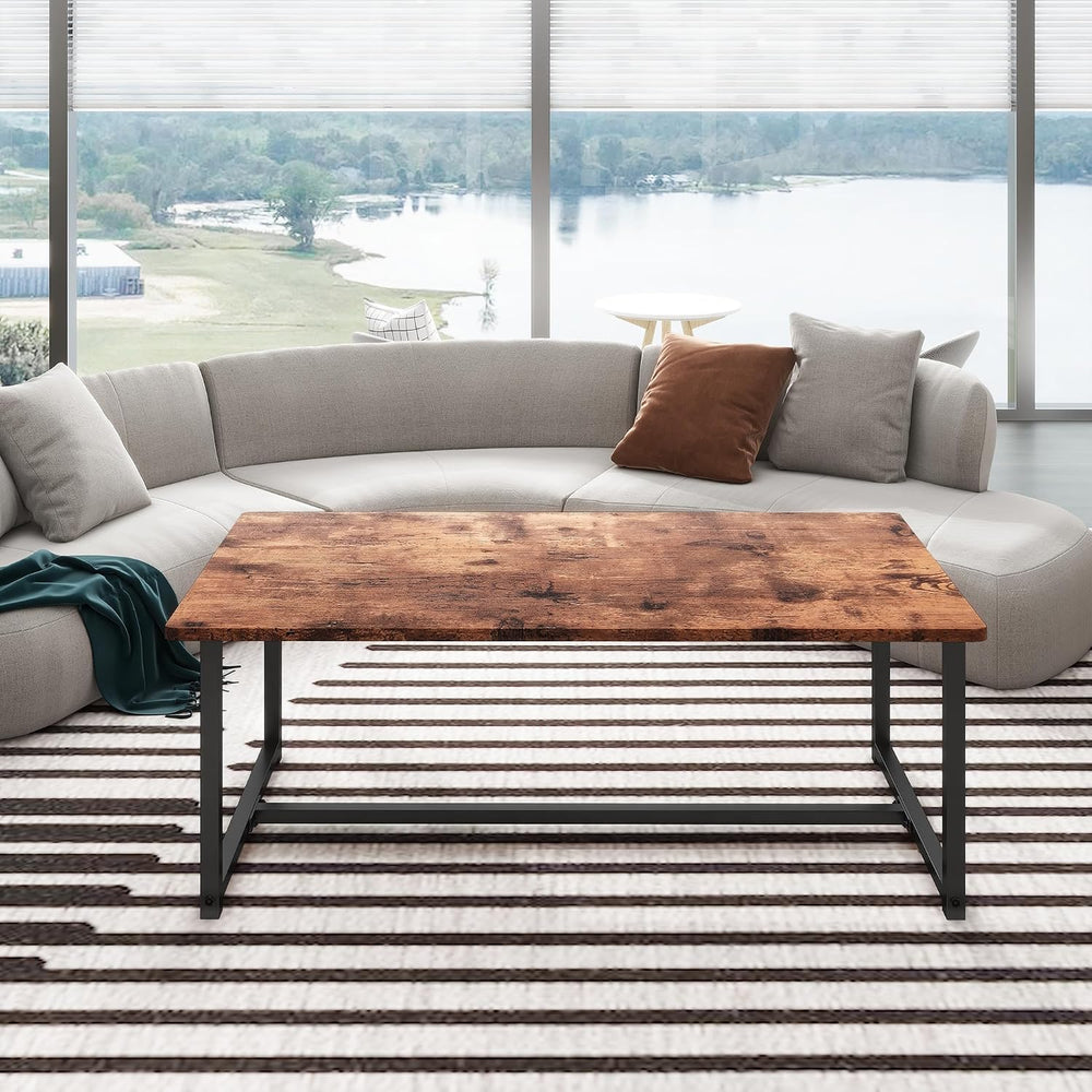 35.4" Rectangular Coffee Table for Living Room, Modern Industrial Style ...