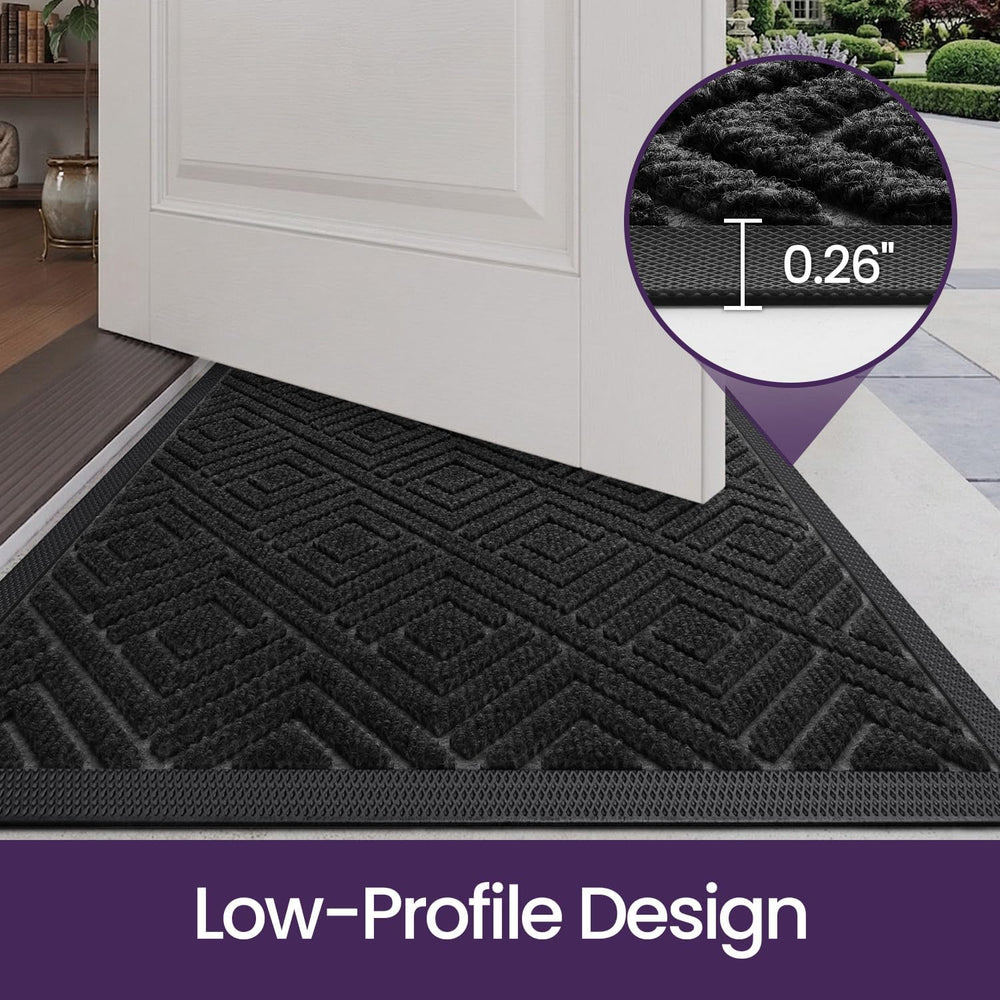 DEXI Front Door Mat Outside Entrance 24x36 Heavy Duty Rubber Entry Doormat