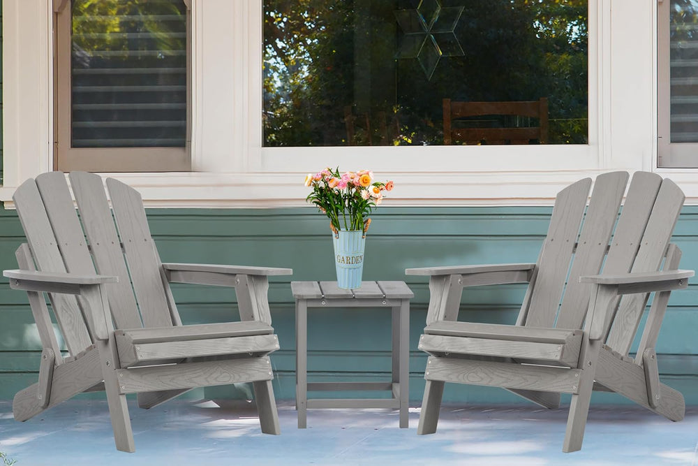 Oversize Wooden Outdoor Folding Adirondack Chair with Pre-Assembled BackRest ...