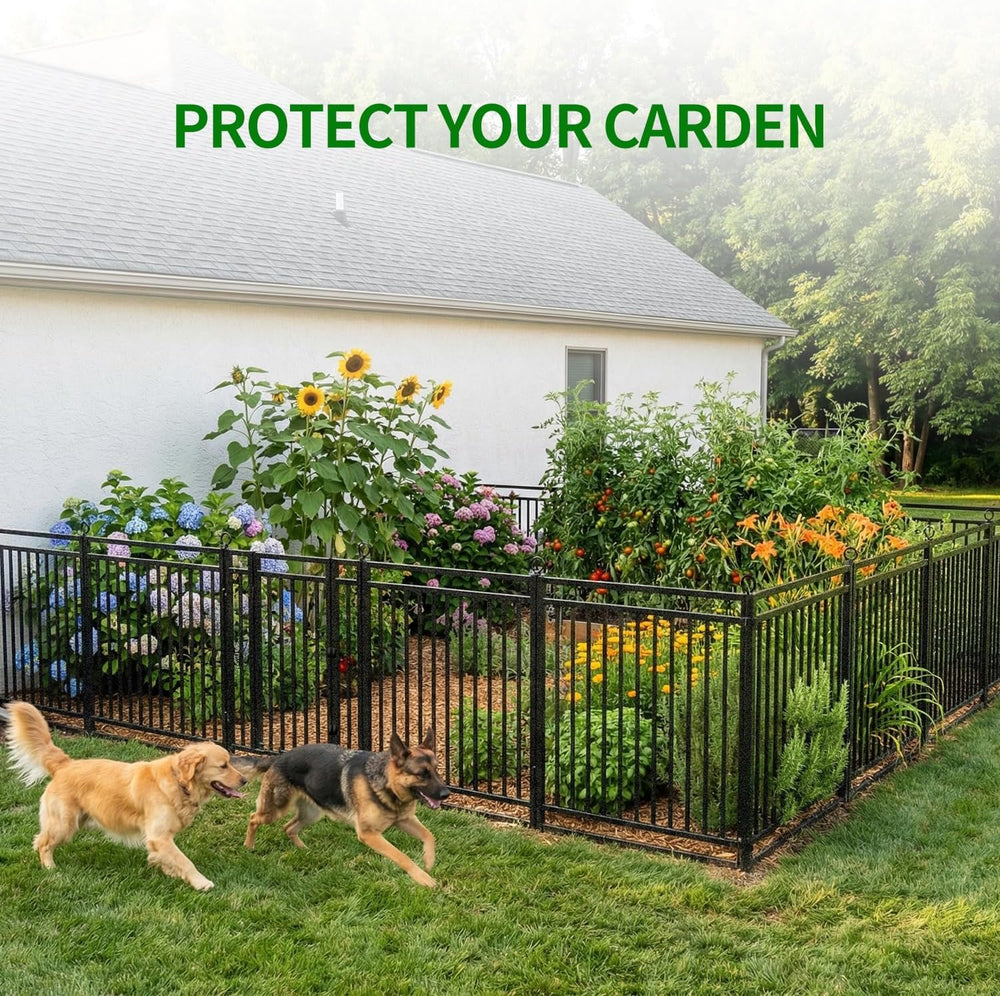 Decorative Garden Fence Metal Dog Fence Outdoor, 40in (H) x 36ft (L), 14 Pane...