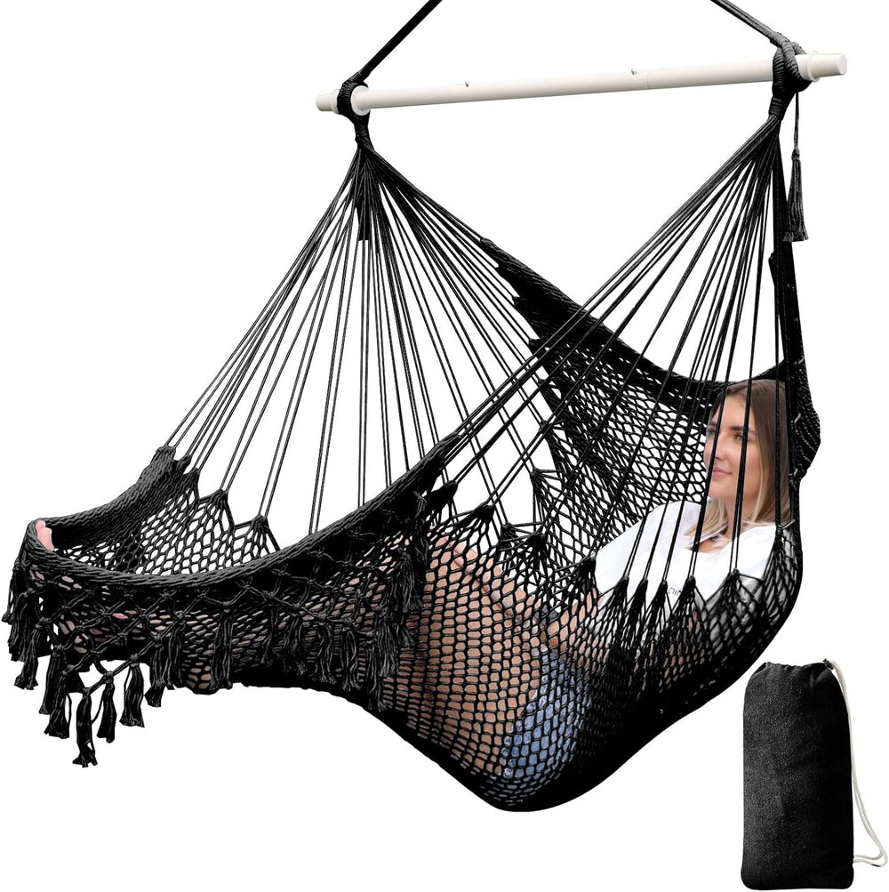 Chihee Hammock Chair Handmade Woven Mesh Hanging Seat Metal Spreader Bar