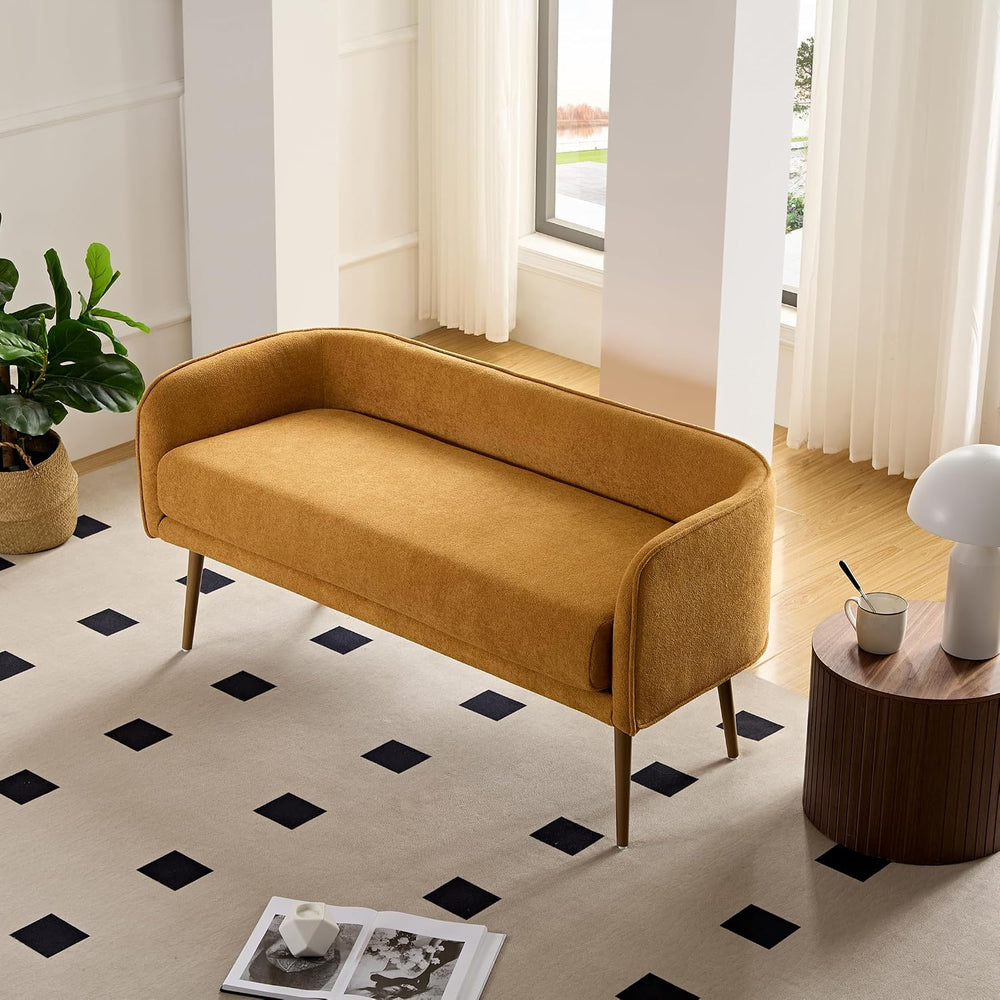Bedroom Bench with Low Back,Inside Metal Frame, Extra Seat for Living Room,En...