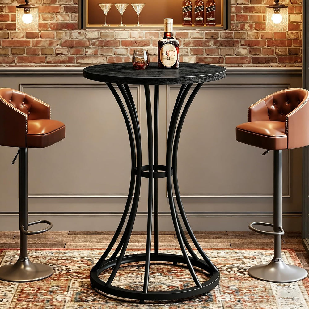 Tribesigns 37.4" H Bar Table, Round Bar Table with Curved Metal Base, Hi...
