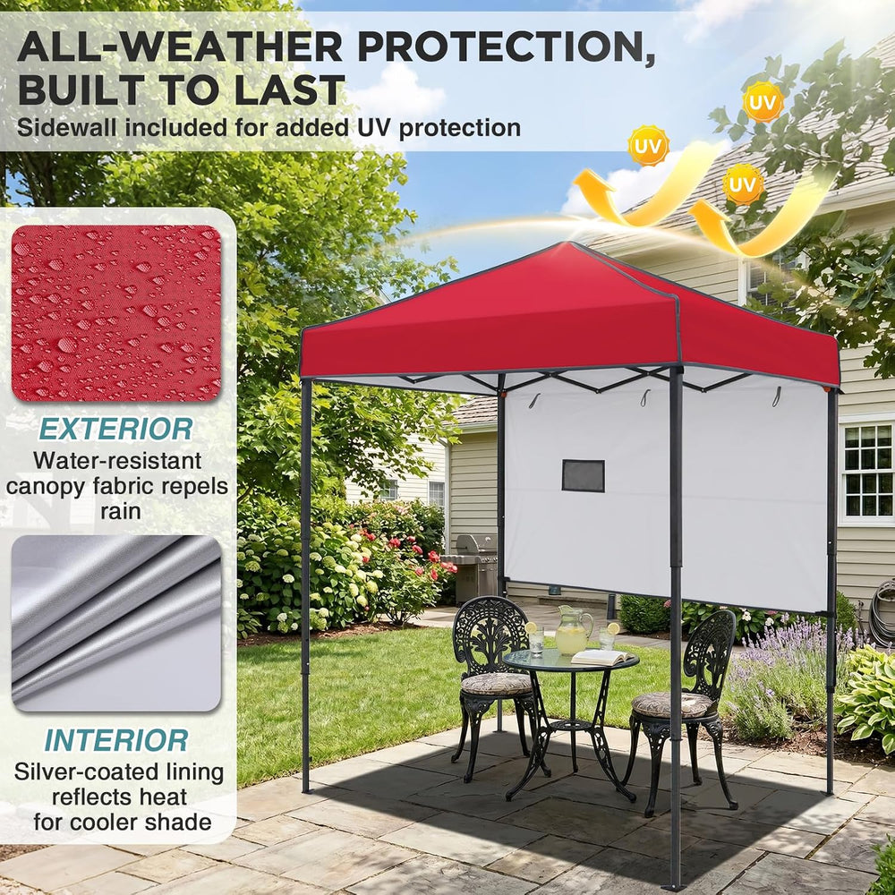 EAGLE PEAK 6x4 Instant Pop Up Canopy Tent with 1 Half Wall, Red
