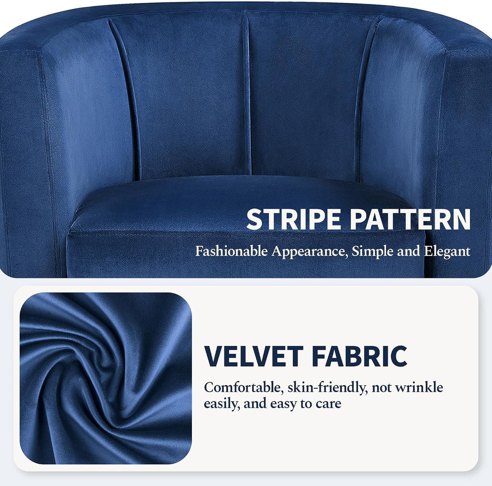 Yaheetech Barrel Accent Chair, Upholstered Modern Armchair, Blue